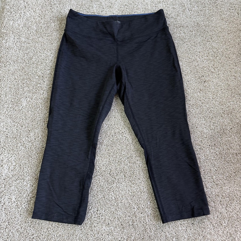 Calvin Klein Performance Leggings Womens Large Black Quick Dry Capri Yoga Gym